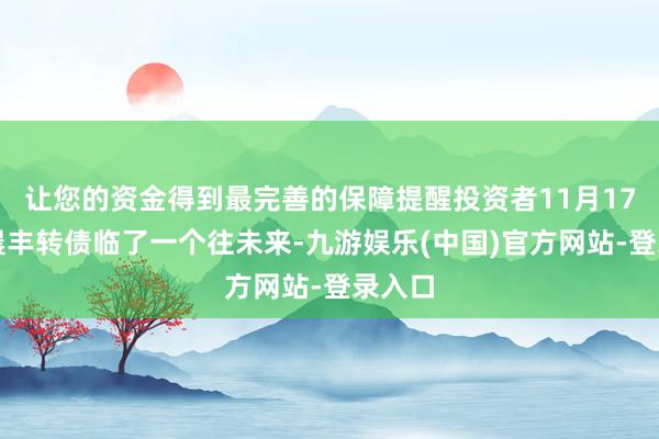让您的资金得到最完善的保障提醒投资者11月17日为晨丰转债临了一个往未来-九游娱乐(中国)官方网站-登录入口
